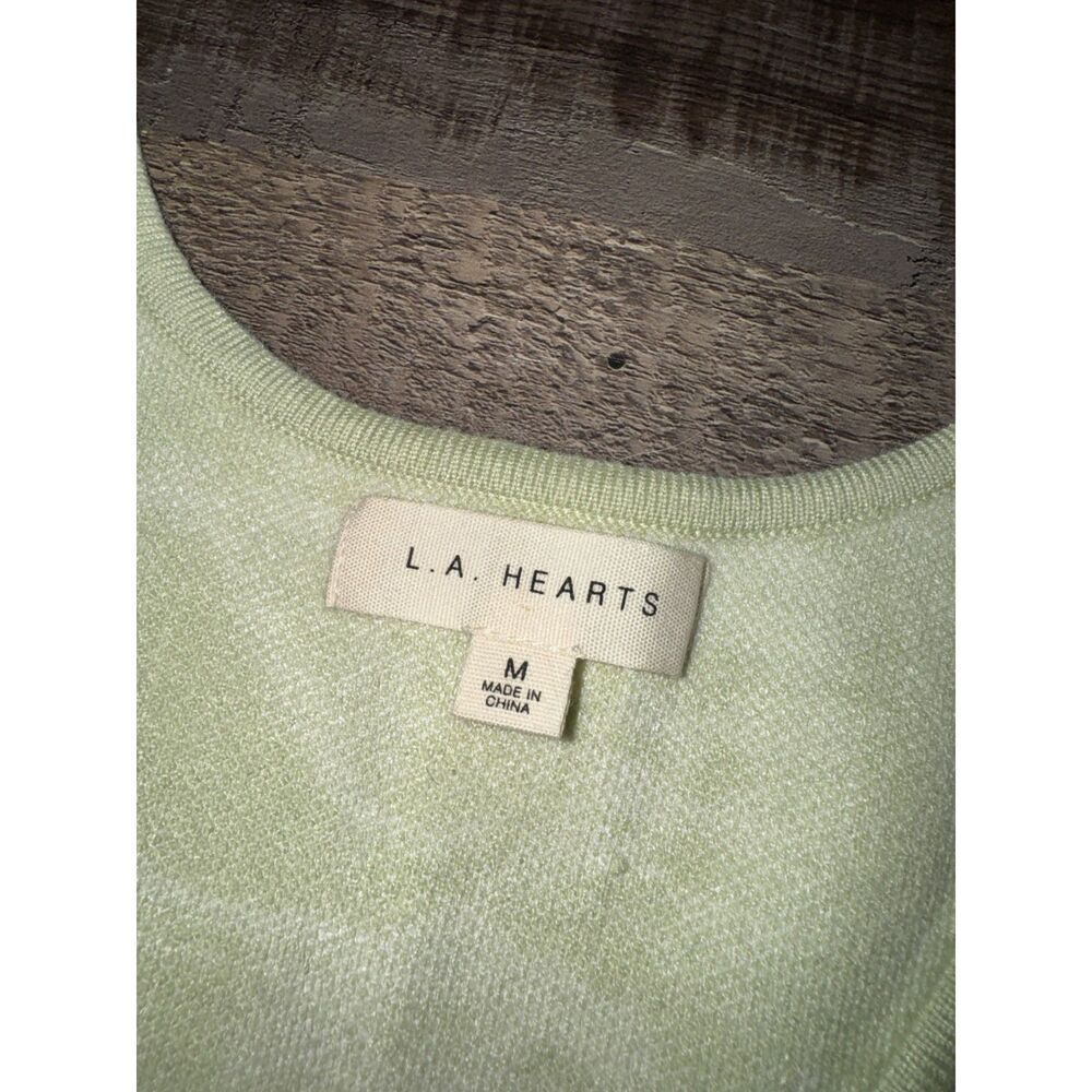 Pacsun LA Hearts Green White Paisley V Neck Cropped Tank Top Medium - Picture 2 of 3